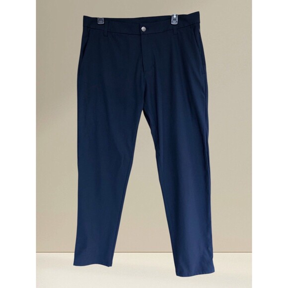 Lululemon Mens Pants 34 Navy Blue Commission Warpstreme Stretch Trouser Preppy - Picture 1 of 15
